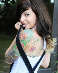 Ivy Snow could not wait to get out of her suspenders and stuff her tight pussy with a pink vibrator